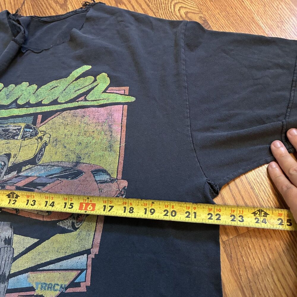 John Galt Vintage Distressed Off Shoulder Race Car Graphic Grunge Y2K Tee - Picture 7 of 8